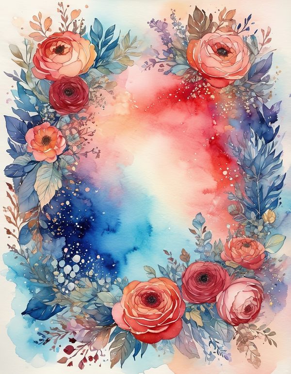 Ranunculus Tomato Red Digital Paper: 13 Printable Pages - Watercolor Scrapbook Paper - Commercial Use — image 7