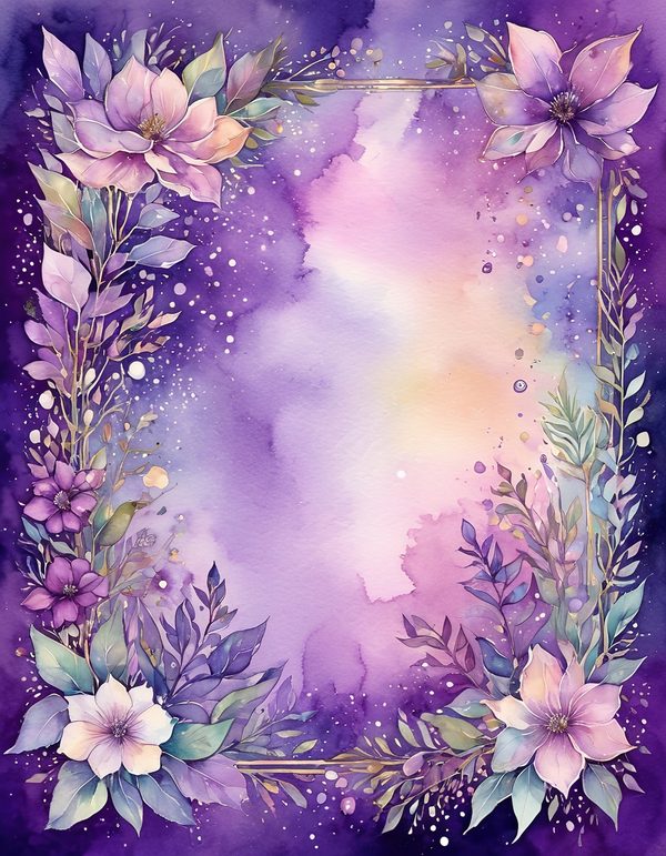 Violet Purple Plum Digital Paper: 14 Printable Pages - Watercolor Scrapbook Paper - Commercial Use — image 1