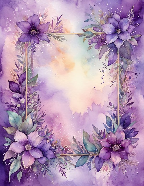 Violet Purple Plum Digital Paper: 14 Printable Pages - Watercolor Scrapbook Paper - Commercial Use — image 6