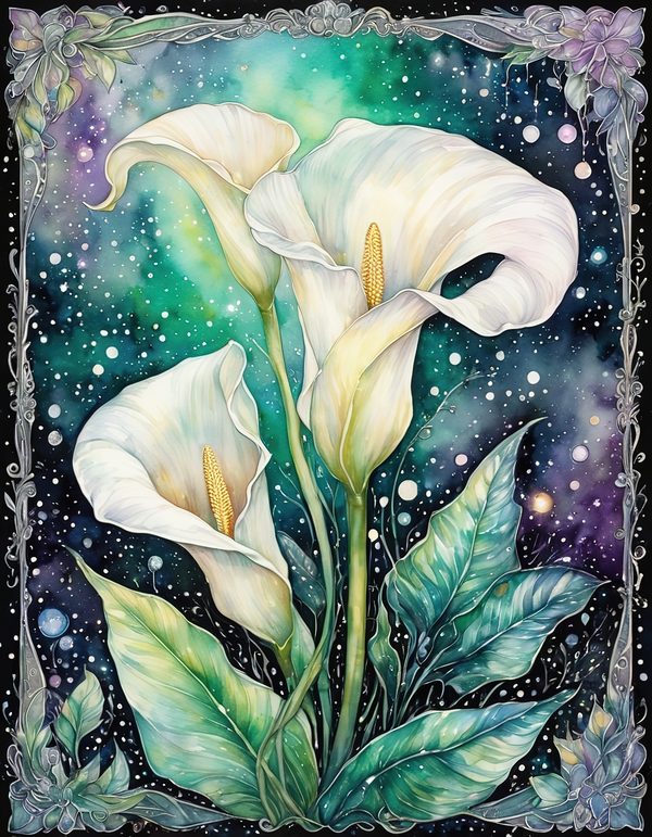 Calla Lily Ivory Digital Paper: 14 Printable Pages - Watercolor Scrapbook Paper - Commercial Use — image 3