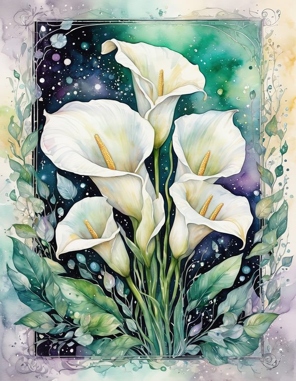 Calla Lily Ivory Digital Paper: 14 Printable Pages - Watercolor Scrapbook Paper - Commercial Use — image 5