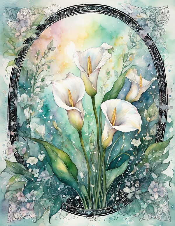 Calla Lily Ivory Digital Paper: 14 Printable Pages - Watercolor Scrapbook Paper - Commercial Use — image 6
