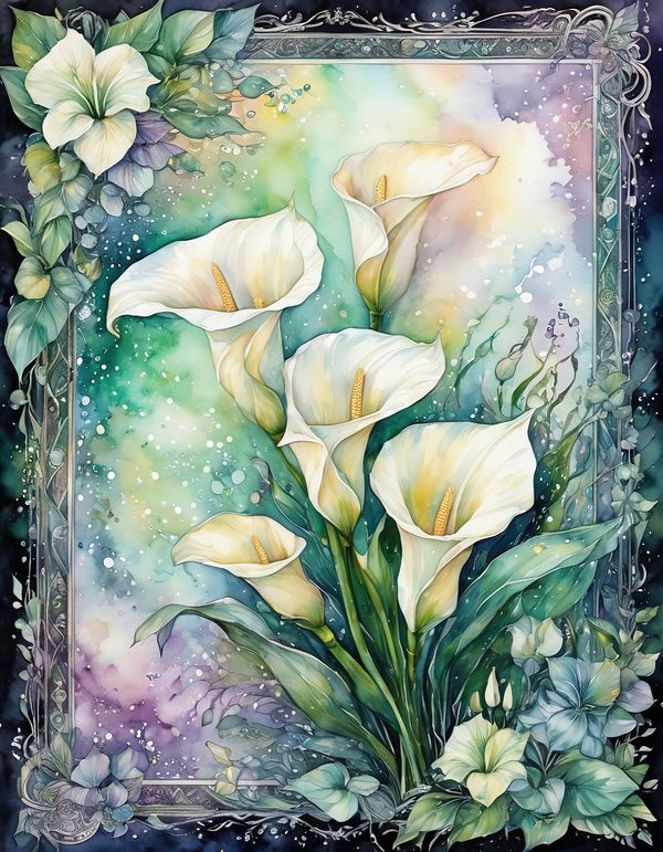 Calla Lily Ivory Digital Paper: 14 Printable Pages - Watercolor Scrapbook Paper - Commercial Use — image 7