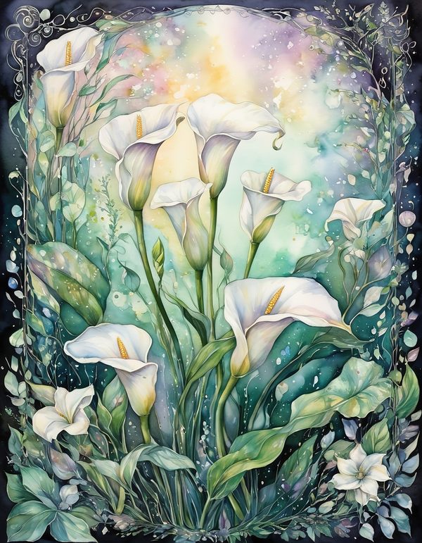 Calla Lily Ivory Digital Paper: 14 Printable Pages - Watercolor Scrapbook Paper - Commercial Use — image 8