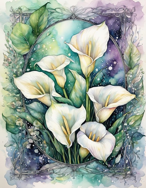 Calla Lily Ivory Digital Paper: 14 Printable Pages - Watercolor Scrapbook Paper - Commercial Use — image 10