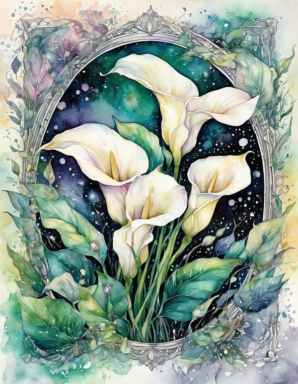 Calla Lily Ivory Digital Paper: 14 Printable Pages - Watercolor Scrapbook Paper - Commercial Use — image 11