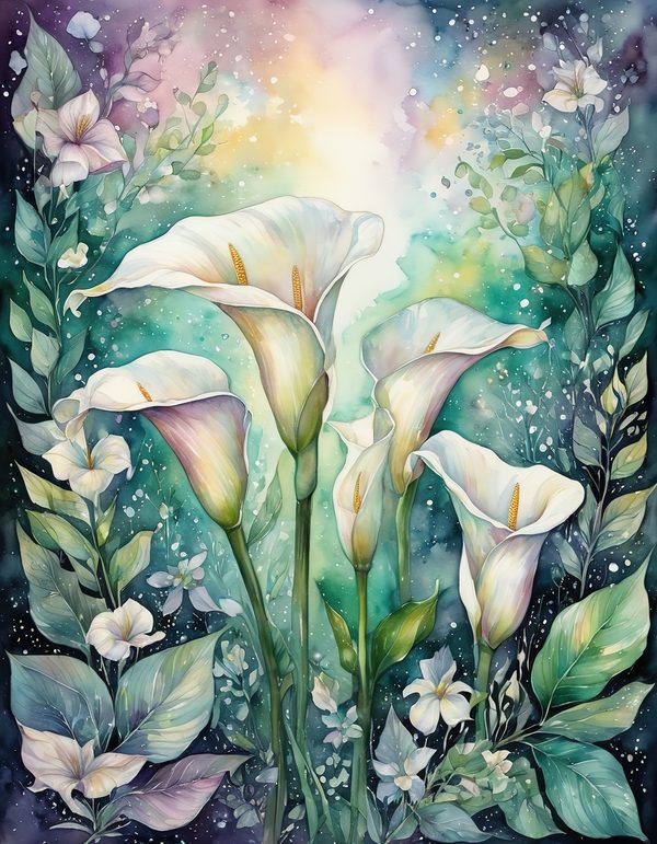 Calla Lily Ivory Digital Paper: 14 Printable Pages - Watercolor Scrapbook Paper - Commercial Use — image 12