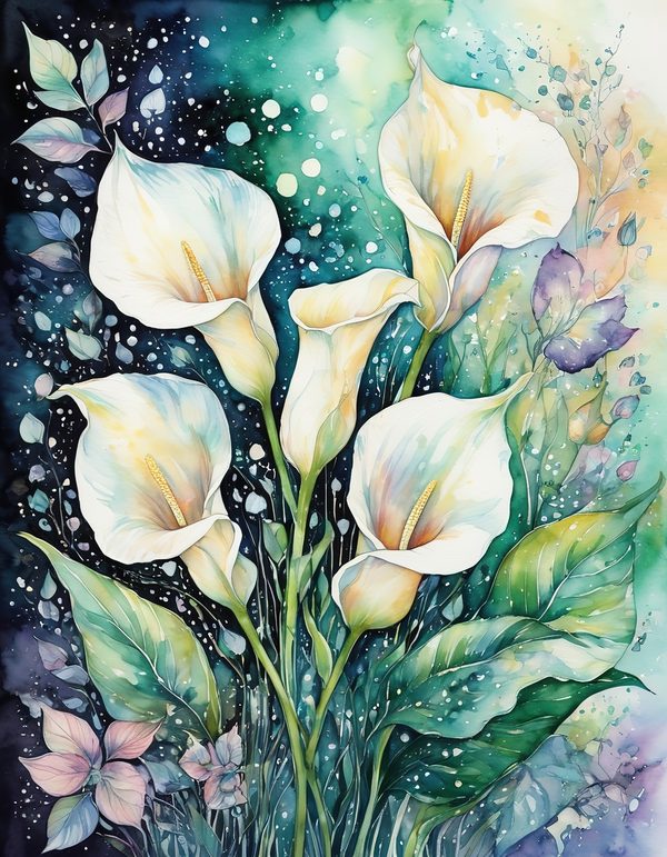 Calla Lily Ivory Digital Paper: 14 Printable Pages - Watercolor Scrapbook Paper - Commercial Use — image 13