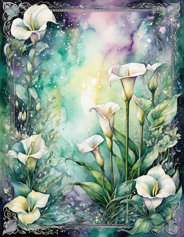 Calla Lily Ivory Digital Paper: 14 Printable Pages - Watercolor Scrapbook Paper - Commercial Use — image 14