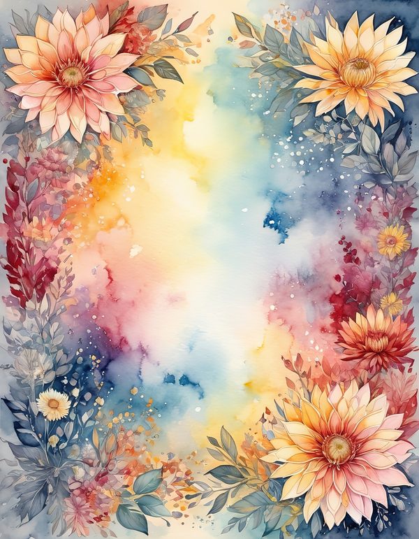 Chrysanthemum Slate Gray Digital Paper: 12 Printable Pages - Watercolor Scrapbook Paper - Commercial Use — image 5