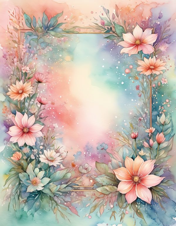 Cosmos Pastel Coral Digital Paper: 14 Printable Pages - Watercolor Scrapbook Paper - Commercial Use — image 7