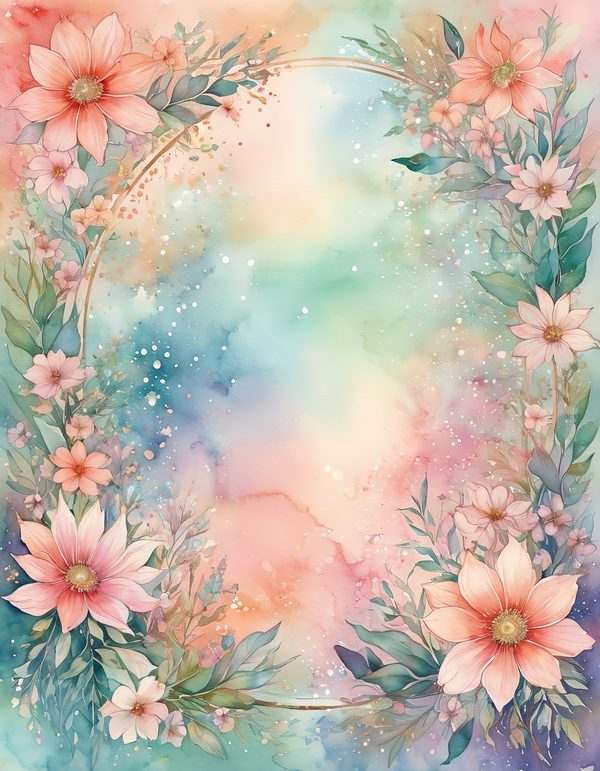 Cosmos Pastel Coral Digital Paper: 14 Printable Pages - Watercolor Scrapbook Paper - Commercial Use — image 12