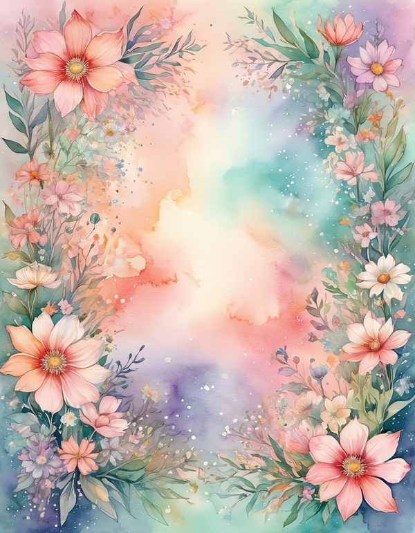 Cosmos Pastel Coral Digital Paper: 14 Printable Pages - Watercolor Scrapbook Paper - Commercial Use — image 14