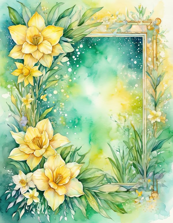 Daffodil Yellow White Digital Paper: 14 Printable Pages - Watercolor Scrapbook Paper - Commercial Use — image 2