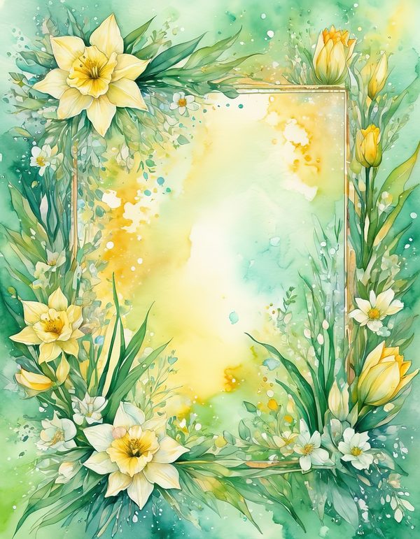 Daffodil Yellow White Digital Paper: 14 Printable Pages - Watercolor Scrapbook Paper - Commercial Use — image 3