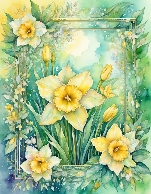 Daffodil Yellow White Digital Paper: 14 Printable Pages - Watercolor Scrapbook Paper - Commercial Use — image 9