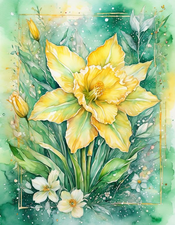 Daffodil Yellow White Digital Paper: 14 Printable Pages - Watercolor Scrapbook Paper - Commercial Use — image 10