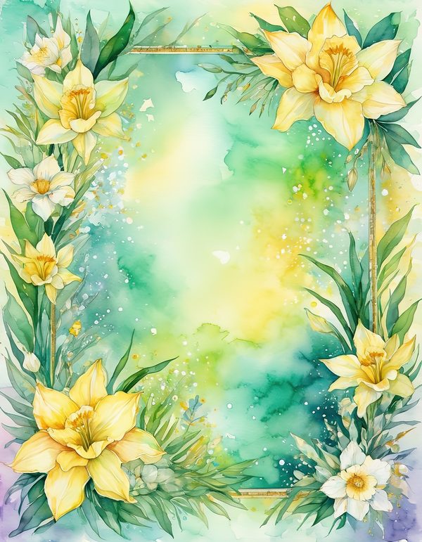 Daffodil Yellow White Digital Paper: 14 Printable Pages - Watercolor Scrapbook Paper - Commercial Use — image 11