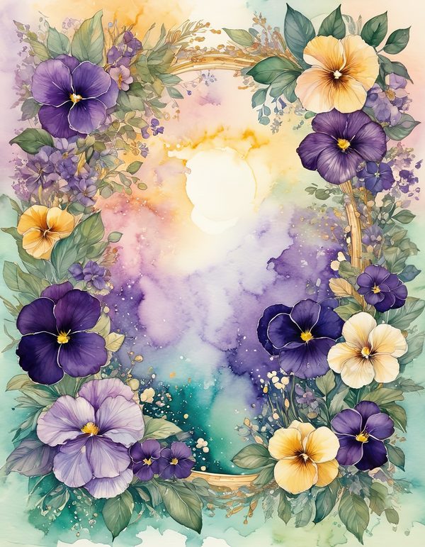 Garden Pansy Violet Digital Paper: 14 Printable Pages - Watercolor Scrapbook Paper - Commercial Use — image 8