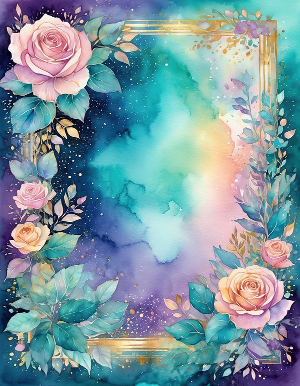 Garden Rose Teal Digital Paper: 14 Printable Pages - Watercolor Scrapbook Paper - Commercial Use — image 13