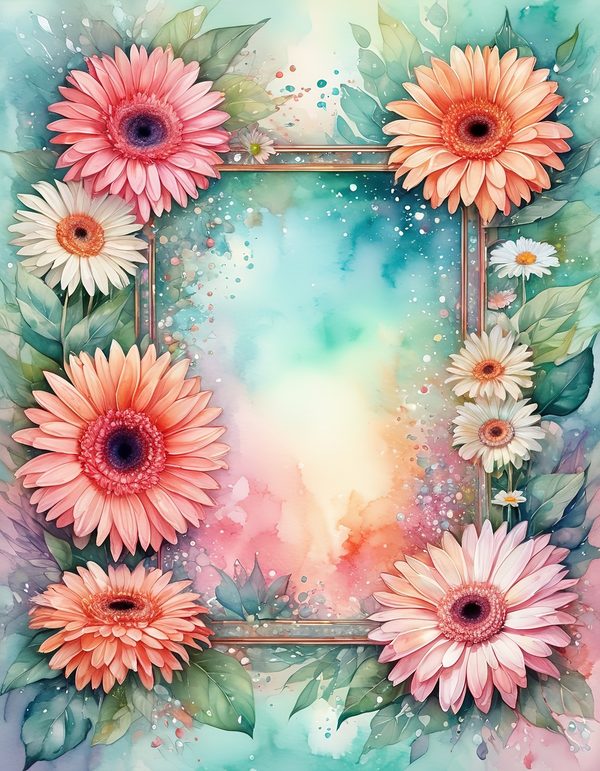 Gerbera Daisy Bright Digital Paper: 14 Printable Pages - Watercolor Scrapbook Paper - Commercial Use — image 1