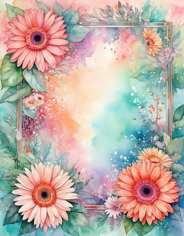 Gerbera Daisy Bright Digital Paper: 14 Printable Pages - Watercolor Scrapbook Paper - Commercial Use — image 2