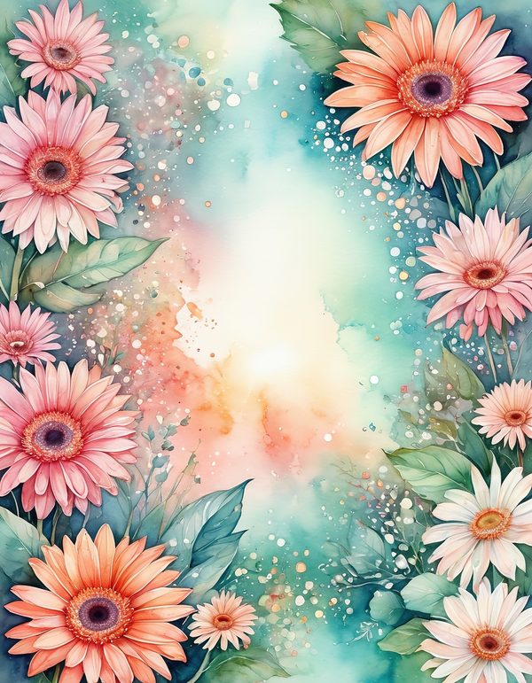 Gerbera Daisy Bright Digital Paper: 14 Printable Pages - Watercolor Scrapbook Paper - Commercial Use — image 3
