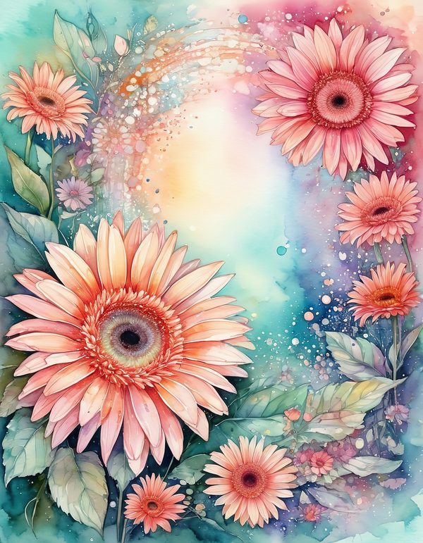 Gerbera Daisy Bright Digital Paper: 14 Printable Pages - Watercolor Scrapbook Paper - Commercial Use — image 5