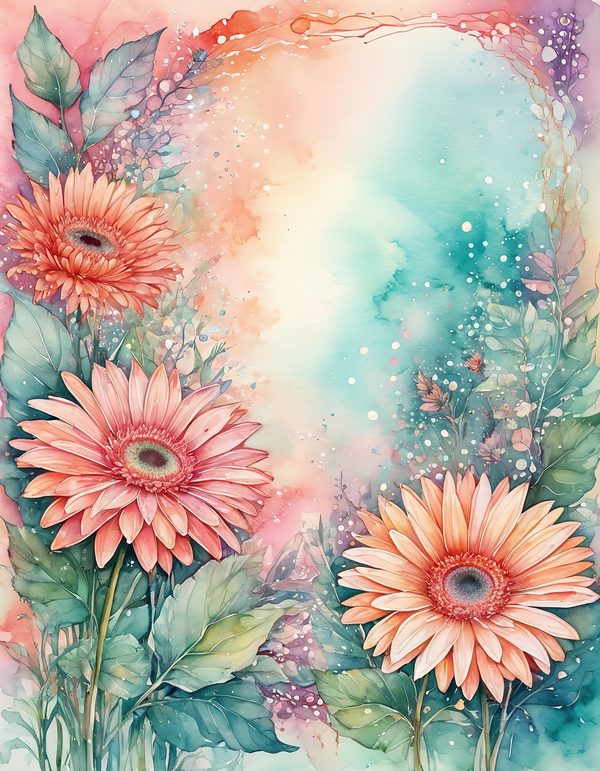 Gerbera Daisy Bright Digital Paper: 14 Printable Pages - Watercolor Scrapbook Paper - Commercial Use — image 6