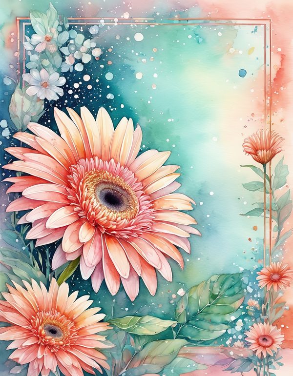 Gerbera Daisy Bright Digital Paper: 14 Printable Pages - Watercolor Scrapbook Paper - Commercial Use — image 7