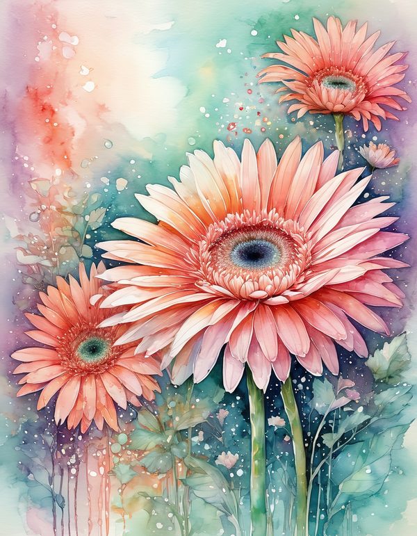 Gerbera Daisy Bright Digital Paper: 14 Printable Pages - Watercolor Scrapbook Paper - Commercial Use — image 8