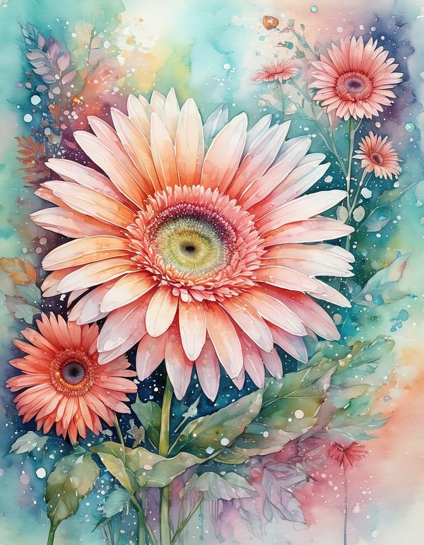 Gerbera Daisy Bright Digital Paper: 14 Printable Pages - Watercolor Scrapbook Paper - Commercial Use — image 9