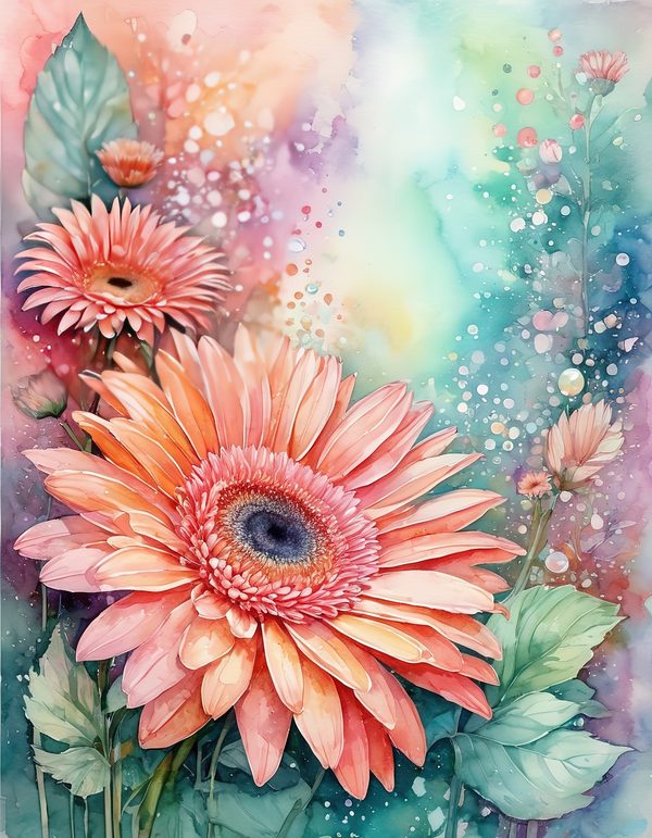 Gerbera Daisy Bright Digital Paper: 14 Printable Pages - Watercolor Scrapbook Paper - Commercial Use — image 11