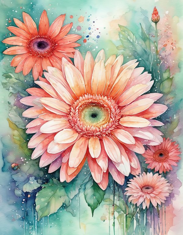 Gerbera Daisy Bright Digital Paper: 14 Printable Pages - Watercolor Scrapbook Paper - Commercial Use — image 12