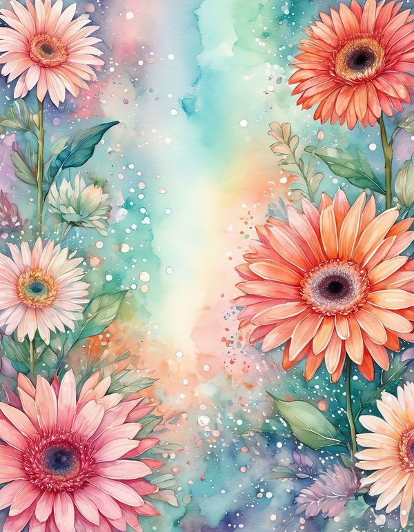 Gerbera Daisy Bright Digital Paper: 14 Printable Pages - Watercolor Scrapbook Paper - Commercial Use — image 13