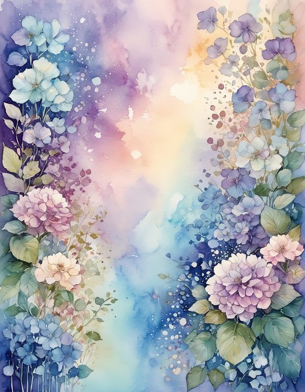 Hydrangea Powder Blue Digital Paper: 13 Printable Pages - Watercolor Scrapbook Paper - Commercial Use — image 4