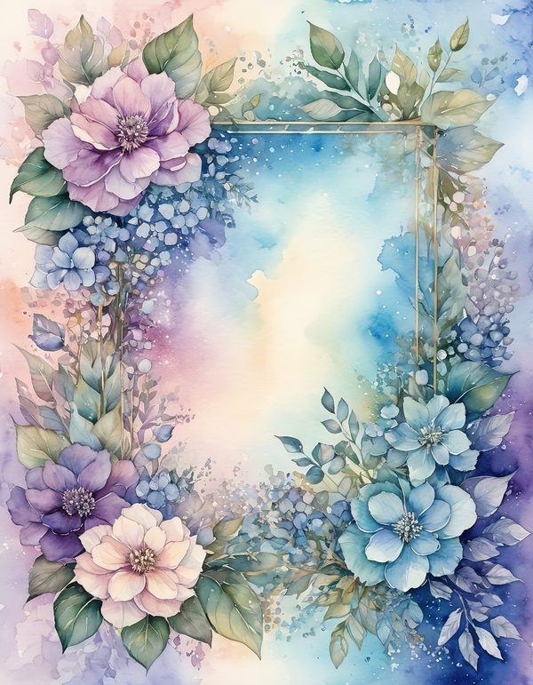 Hydrangea Powder Blue Digital Paper: 13 Printable Pages - Watercolor Scrapbook Paper - Commercial Use — image 5