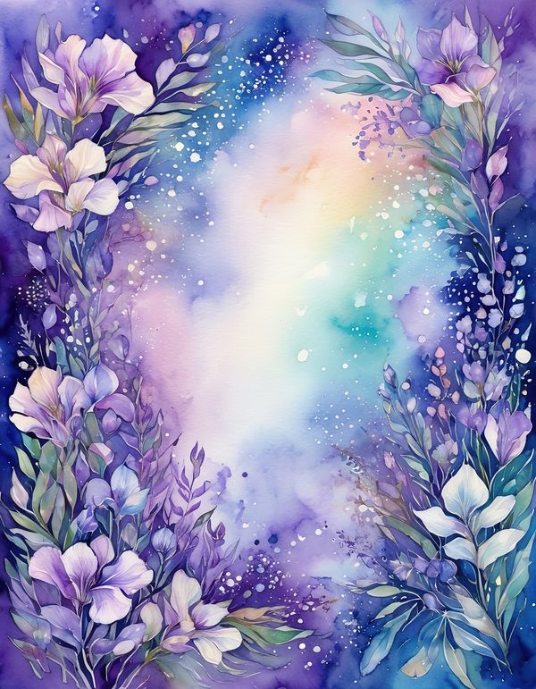 Iris Cobalt Violet Digital Paper: 14 Printable Pages - Watercolor Scrapbook Paper - Commercial Use — image 2