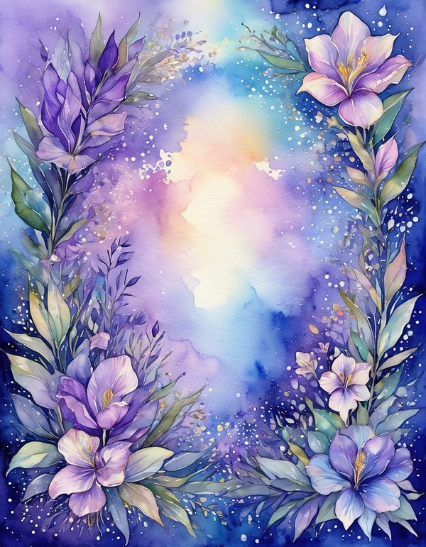 Iris Cobalt Violet Digital Paper: 14 Printable Pages - Watercolor Scrapbook Paper - Commercial Use — image 4