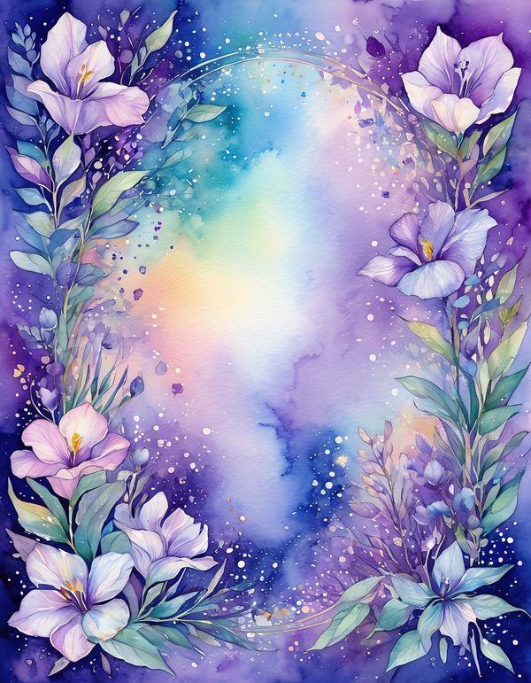Iris Cobalt Violet Digital Paper: 14 Printable Pages - Watercolor Scrapbook Paper - Commercial Use — image 5