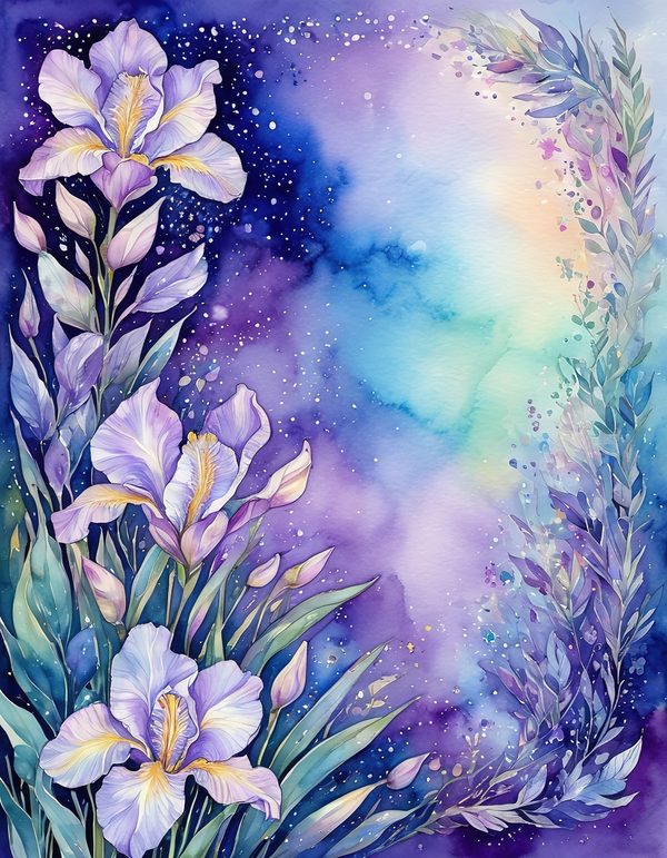 Iris Cobalt Violet Digital Paper: 14 Printable Pages - Watercolor Scrapbook Paper - Commercial Use — image 11