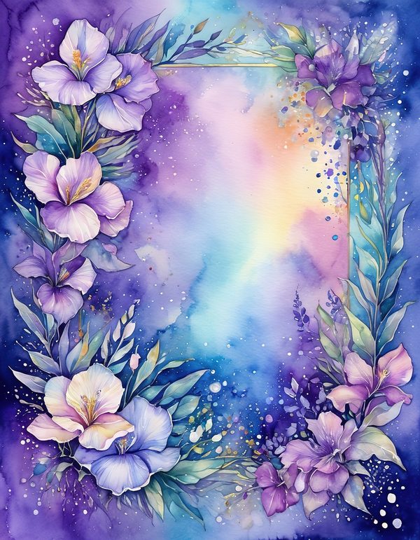Iris Cobalt Violet Digital Paper: 14 Printable Pages - Watercolor Scrapbook Paper - Commercial Use — image 13