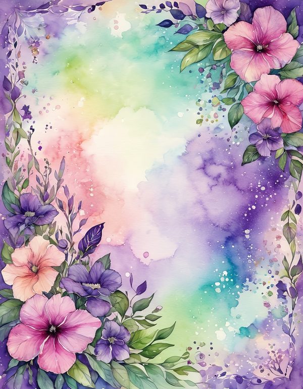 Petunia Purple Pink Digital Paper: 11 Printable Pages - Watercolor Scrapbook Paper - Commercial Use — image 3