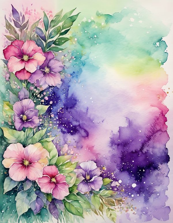 Petunia Purple Pink Digital Paper: 11 Printable Pages - Watercolor Scrapbook Paper - Commercial Use — image 5