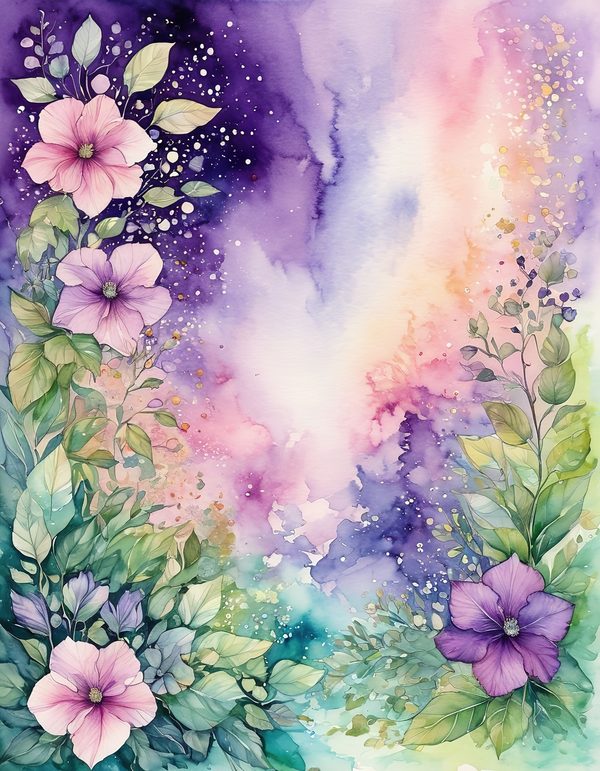 Petunia Purple Pink Digital Paper: 11 Printable Pages - Watercolor Scrapbook Paper - Commercial Use — image 7