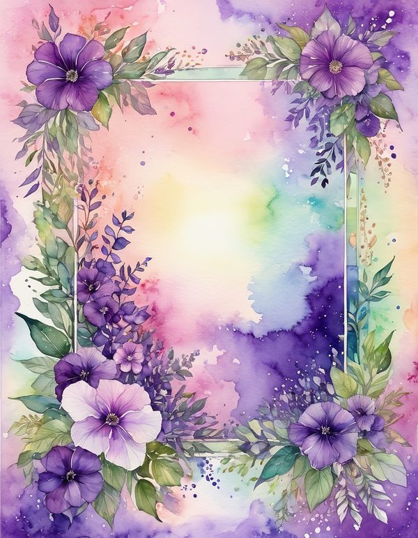 Petunia Purple Pink Digital Paper: 11 Printable Pages - Watercolor Scrapbook Paper - Commercial Use — image 10