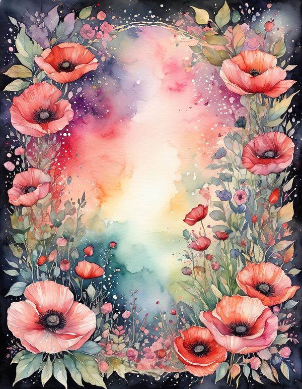 Poppy Scarlet Cream Digital Paper: 14 Printable Pages - Watercolor Scrapbook Paper - Commercial Use — image 2