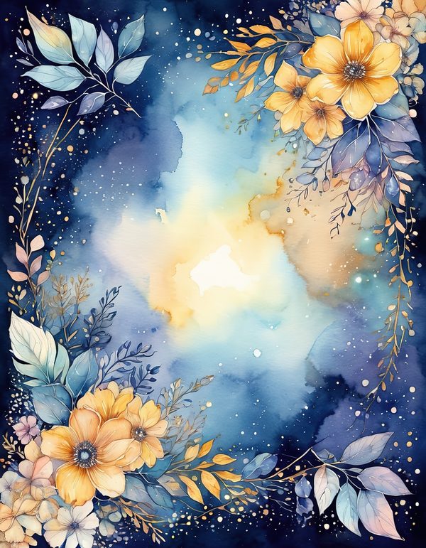 Stock Flower Navy Digital Paper: 14 Printable Pages - Watercolor Scrapbook Paper - Commercial Use — image 2