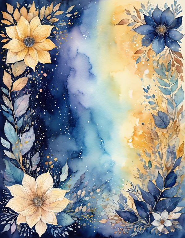 Stock Flower Navy Digital Paper: 14 Printable Pages - Watercolor Scrapbook Paper - Commercial Use — image 7