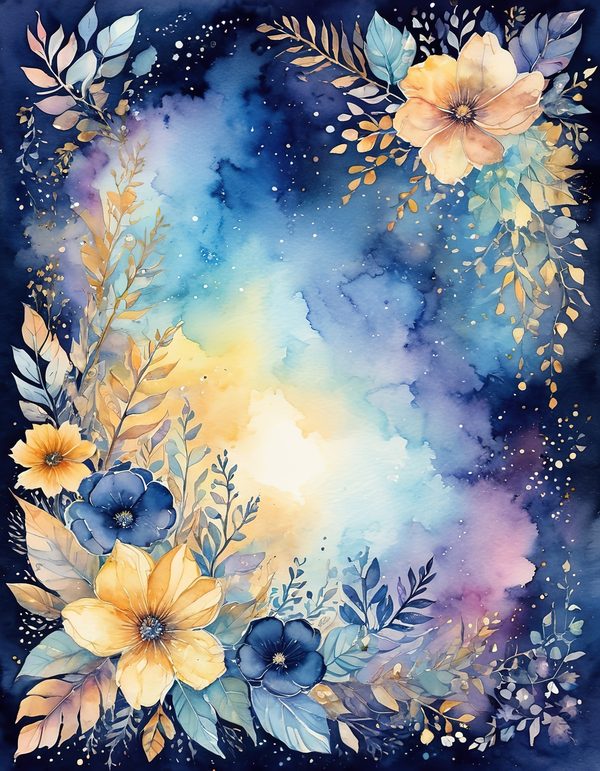 Stock Flower Navy Digital Paper: 14 Printable Pages - Watercolor Scrapbook Paper - Commercial Use — image 8